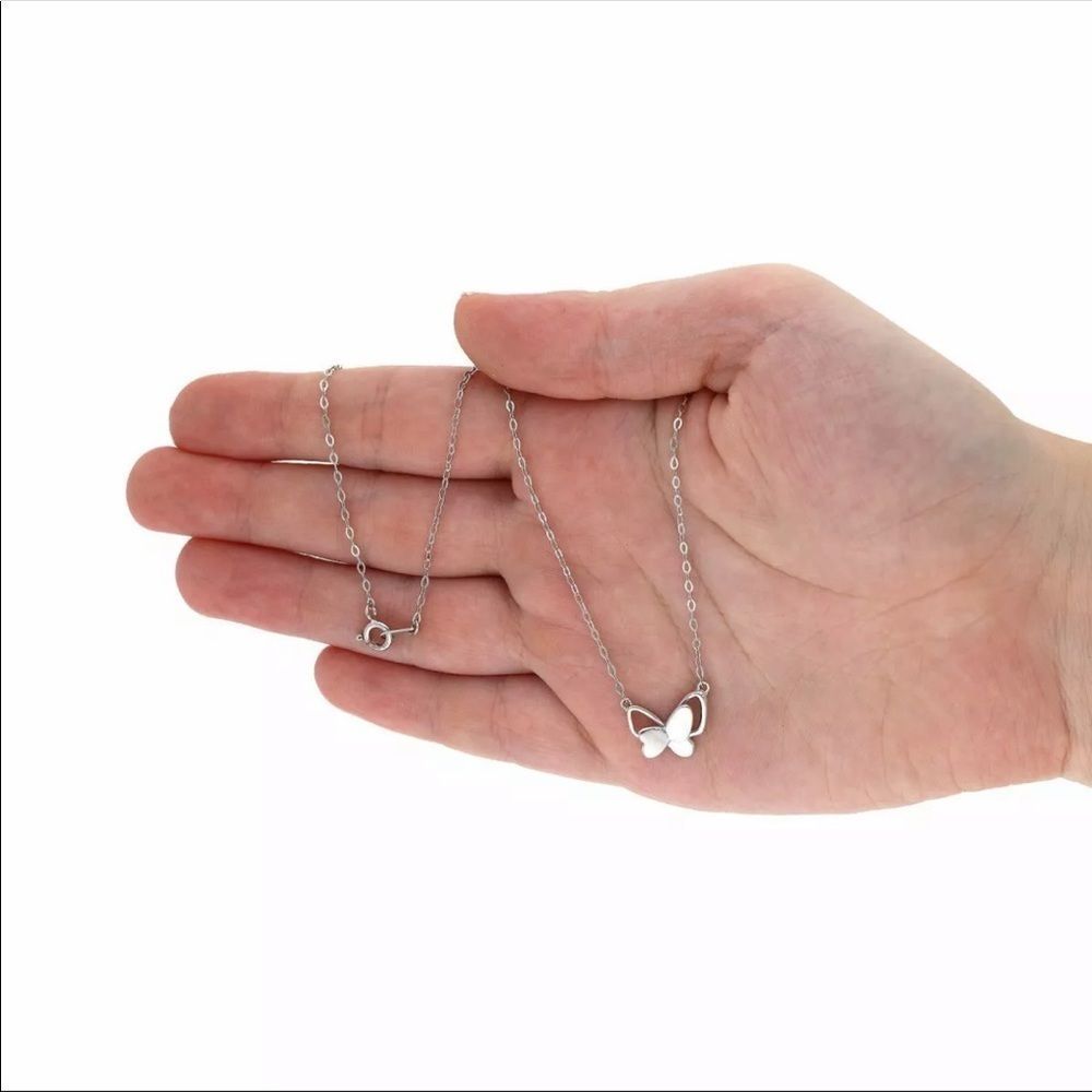 14K Yellow Rose White Gold Solid Silver Butterfly - Picture 4 of 4